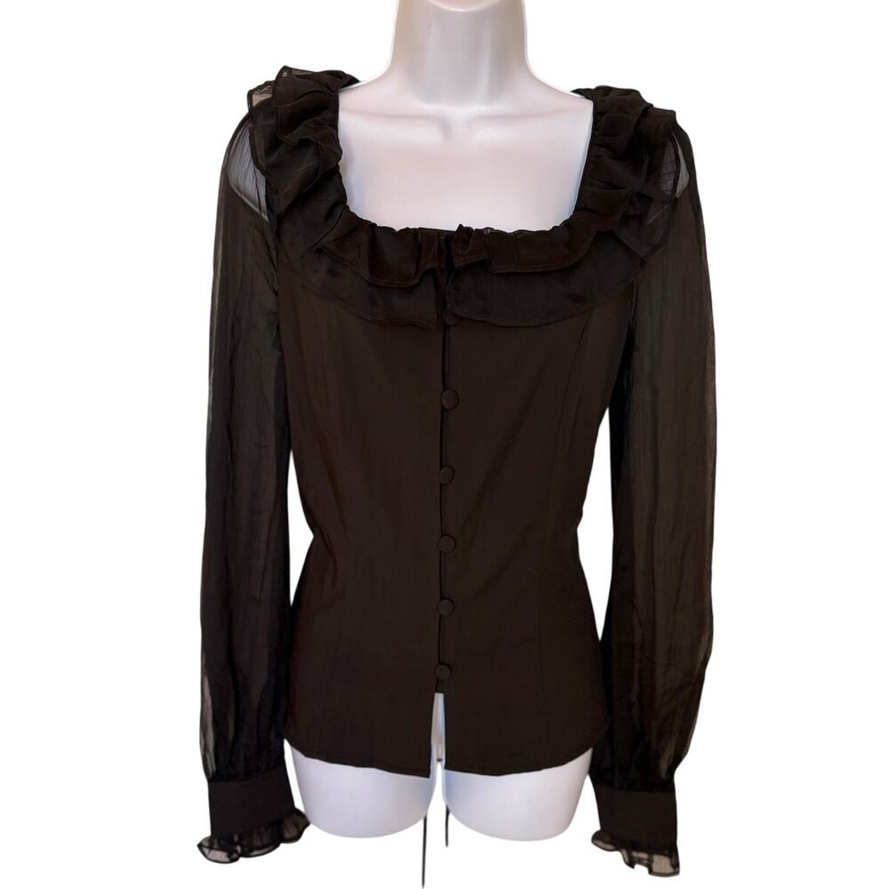 Scarlet Darkness Witchy Whimsigoth Victorian Ruffled Back Lace Up Blouse size S